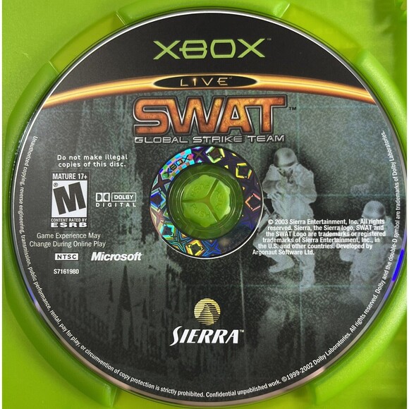 SWAT Global Strike Team Original Microsoft Xbox Complete with Manual Tested - Picture 5 of 9
